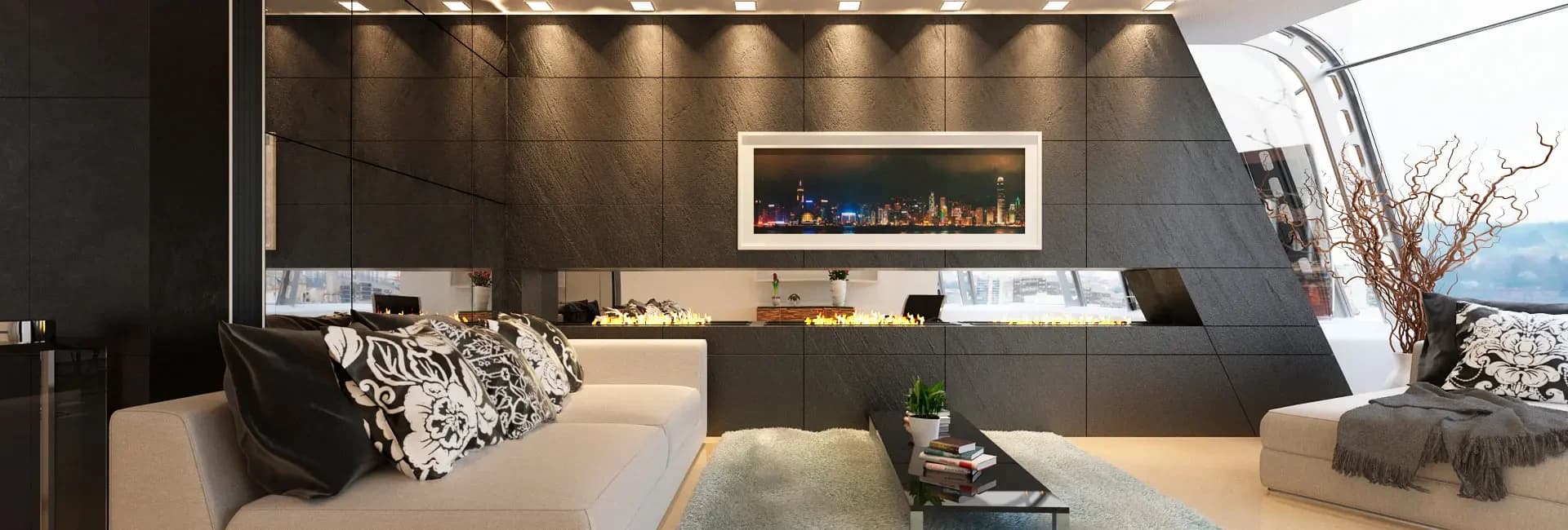 Kamienny fornir podświetlany LED